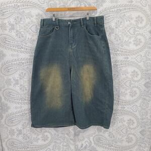 Supermade Men's Distressed "Dirty" denim Shorts Streetwear XXL Grunge Skater